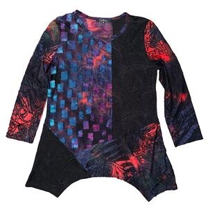 💙💖 Abstract Textured Artsy Y2K Top Grunge Indie Sleaze Goth Boho Goblincore